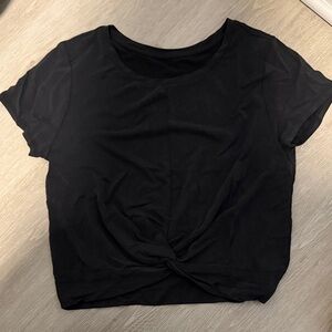 Elegant Black tie in the front Short Sleeve Women's ZYIA Active Tee- Medium